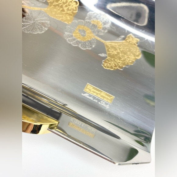 Vintage Italian Gold Tray Gioiel Oro 24K Inox 18/10 Stainless Napkin Holder - Picture 9 of 11